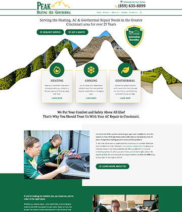 hvac web designs - Peak Heating and Air